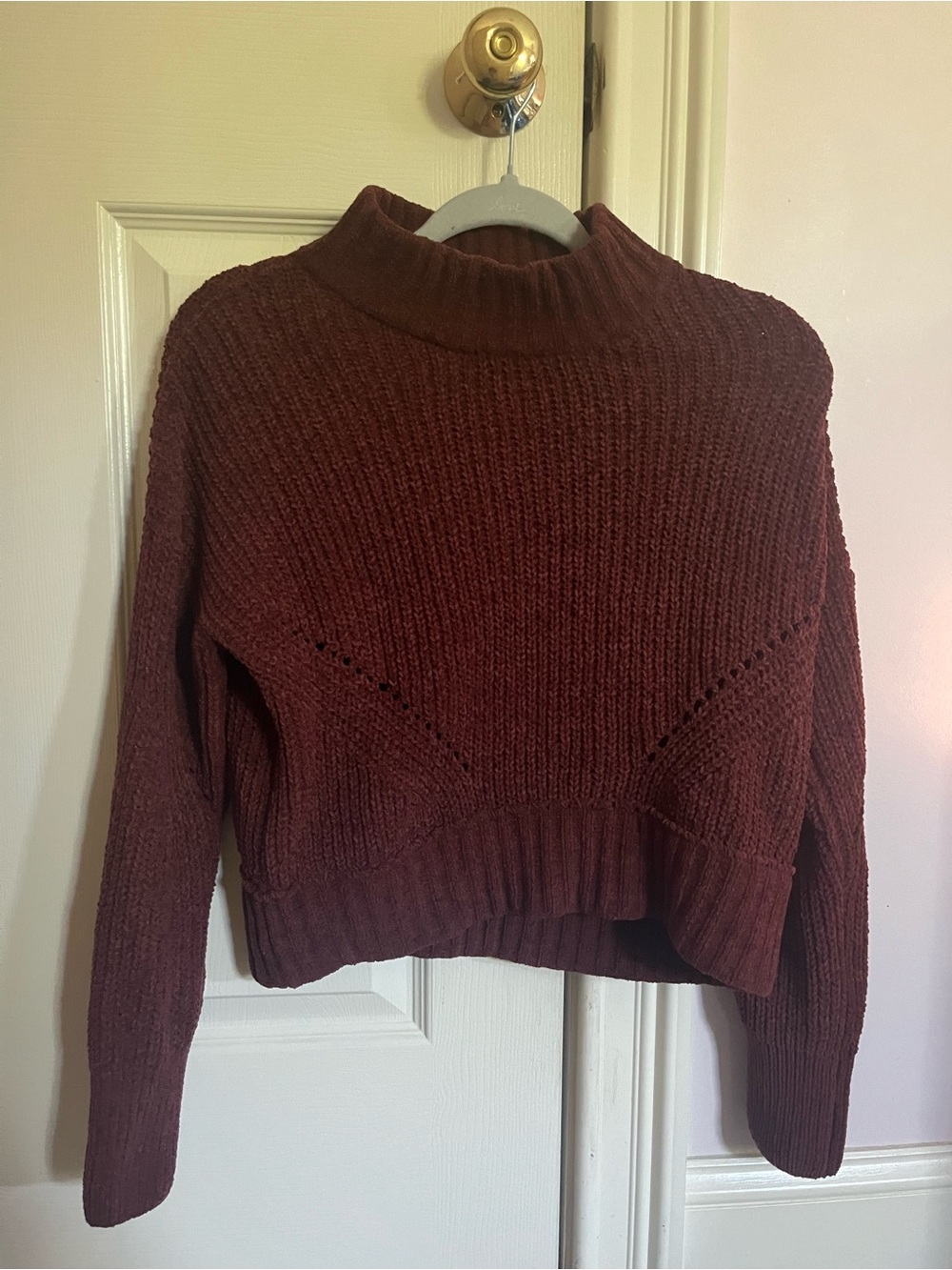 Pink Rose Women's Chunky Mock Neck Sweater - Burgundy